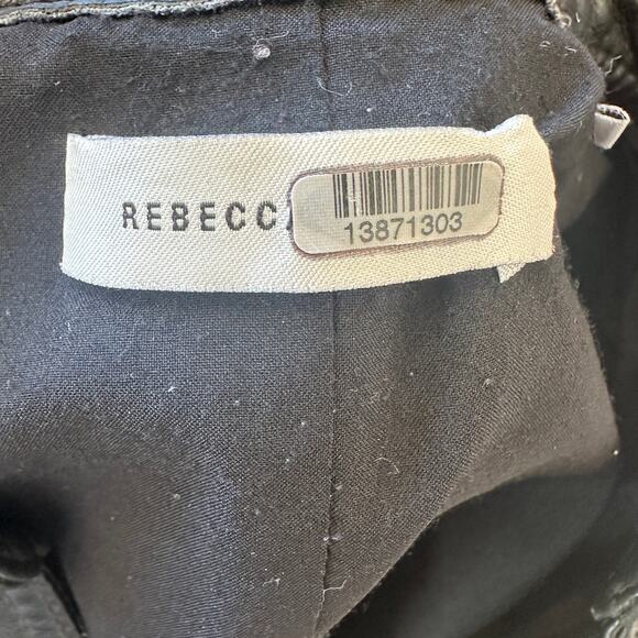 Rebecca Taylor Black Faux Leather Mini Tunic Dress XS Edgy Designer $295 Flaw - Picture 9 of 11